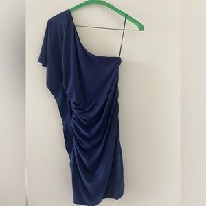 Navy one shoulder mini dress XS. Dry cleaned.